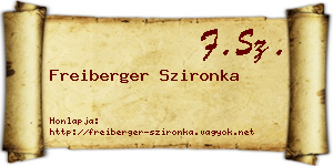 Freiberger Szironka névjegykártya